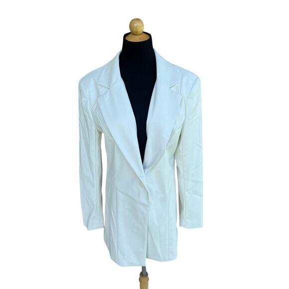 S’EDGE FAUX LEATHER WHITE JACKET BLAZER SIZE SMALL - Picture 2 of 9